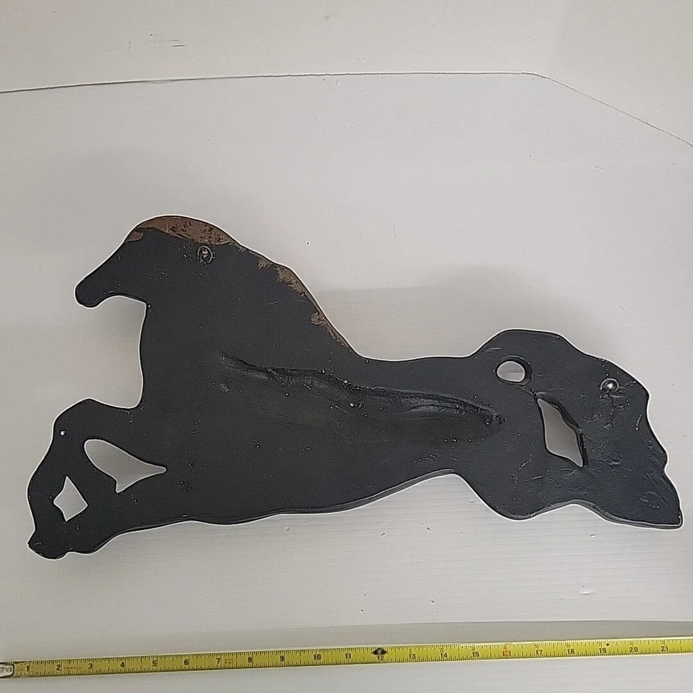 Vintage‎ Chalkware Running Black Gold Horses Western Wall Hanging MCM